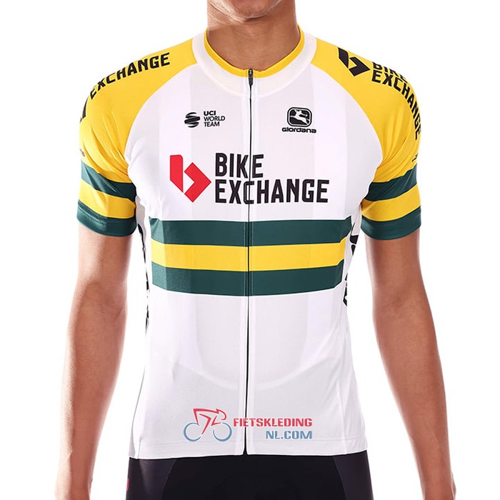 Bike Exchange Fietsshirt Met Korte Mouwen en Korte Koersbroek 2021 Campione Australie